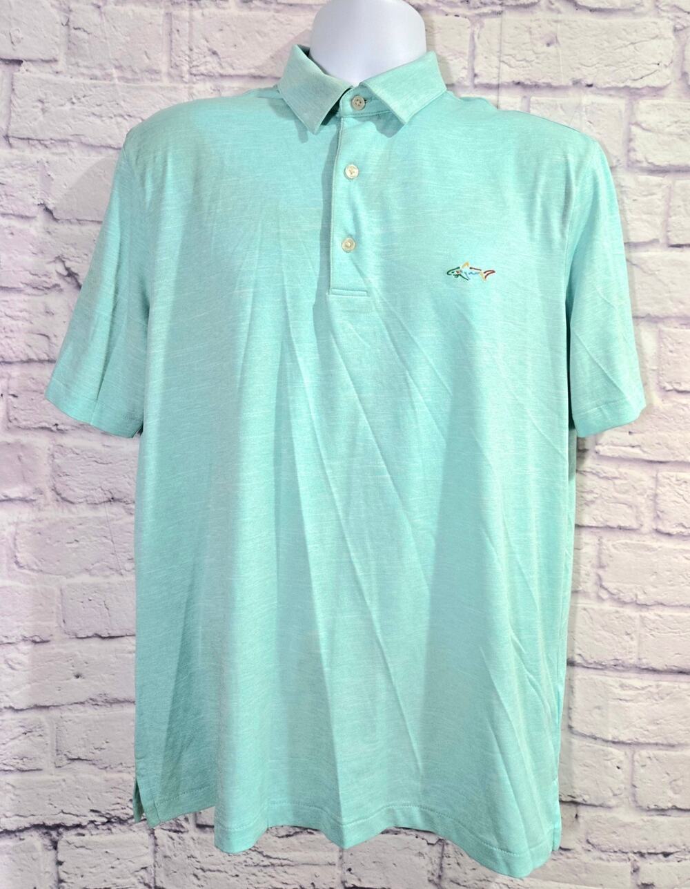 Greg Norman Light Teal Play Dry Polo Shirt Medium Lightweight Stretch
